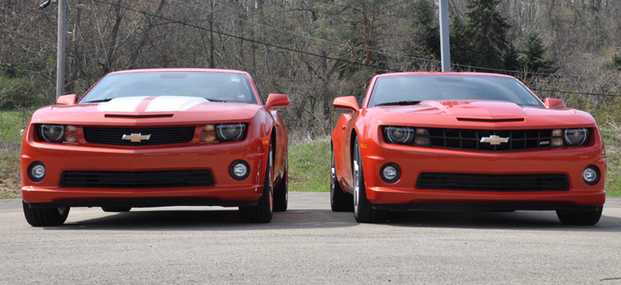 Stock stance (left) and with Lowering Kit #5010 installed (right)